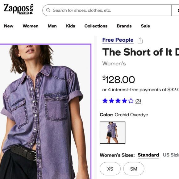 FREE PEOPLE The Short Of It Denim Top - Orchid Overdye - Small - Factory Sealed - Picture 6 of 13